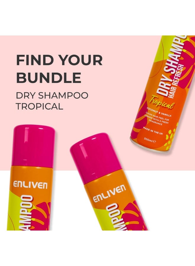 ENLIVEN Tropical Dry Shampoo Refreshed Hair, Quick Fix for Oily Hair with a Long-Lasting Summer Scent 300ml - Image 5